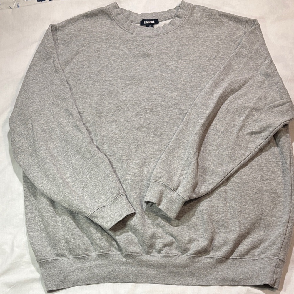 KingSize Fleece Crewneck Pullover Sweatshirt Light Gray Men's Size 3XL